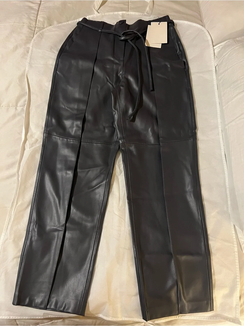 Nwt MAYSON the label Vegan Leather Pant in Black periscope 4 wide leg pleated
